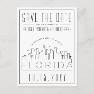 Cartão Postal Florida Wedding Skyline Salvar a Data