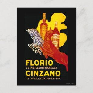 Cartão Postal Florio Cinzano Vintage Poster Europe