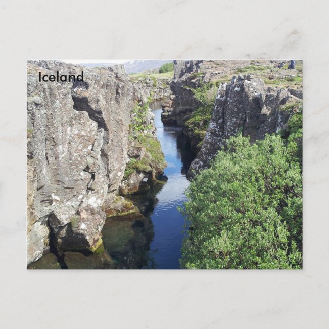 Cartão Postal Flosagja Canyon em Þingvellir, Islândia (Frente)