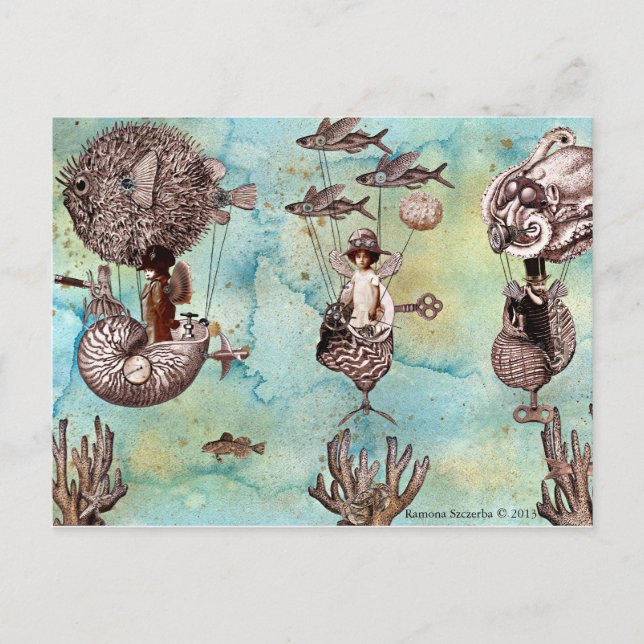 Cartão Postal Flotilha Steampunk Submarina (Frente)