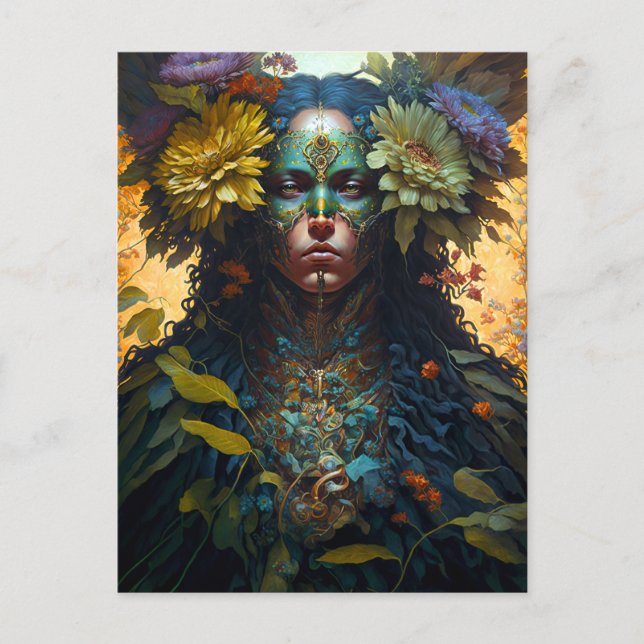 Cartão Postal Flower Goddese Fantasy Art (Frente)