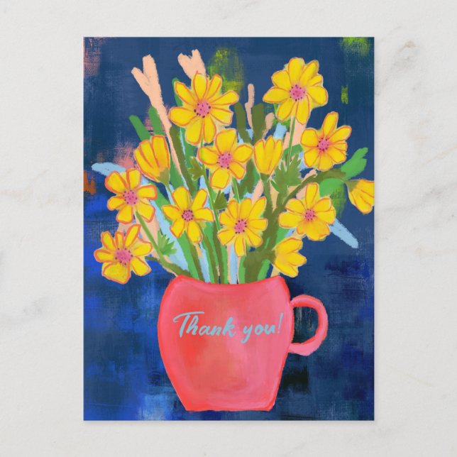 Cartão Postal Flower Impression Thank you (Frente)