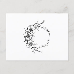 Cartão Postal Flower Wreath black and white