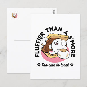 Cartão Postal Fluffier Tha S’more - Cute Dog and Dessert Pun