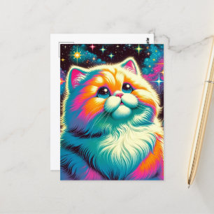 Cartão Postal Fluffy Space Cat