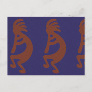 Cartão Postal Flute Playing Kokopelli Figura: Vermelho enferruja