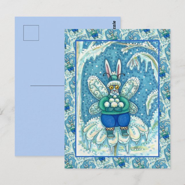 CARTÃO POSTAL FLUTTERBUN WINTER WONDERLAND, BUNNY RABBIT (Frente/Verso)