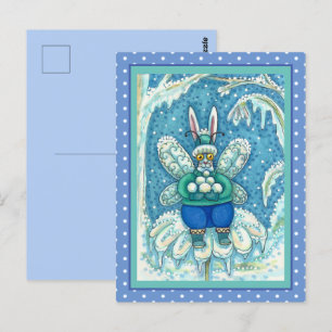 CARTÃO POSTAL FLUTTERBUN WINTER WONDERLAND, BUNNY RABBIT