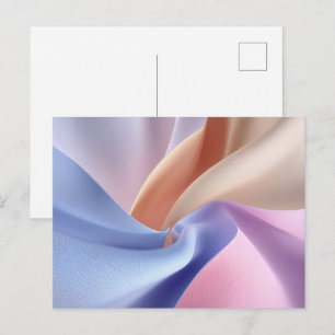 Cartão Postal Fluxo de Tecido Pastel Abstrato com Curvas Suaves