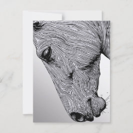Cartão Postal Fluxo do Cavalo de Arte de Linha Minimalista Selva