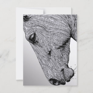Cartão Postal Fluxo do Cavalo de Arte de Linha Minimalista Selva