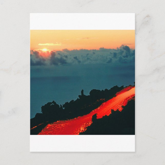 Cartão Postal Fluxo Lava da Ilha da Reunião do Vulcão 1975 (Frente)