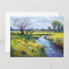 Cartão Postal Fluxo Tranquilo de Verão na Paisagem de Havelland