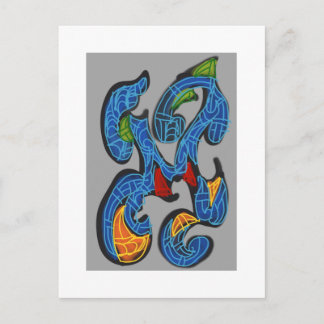 Cartão Postal Fluxo tribal abstrato pintura digital