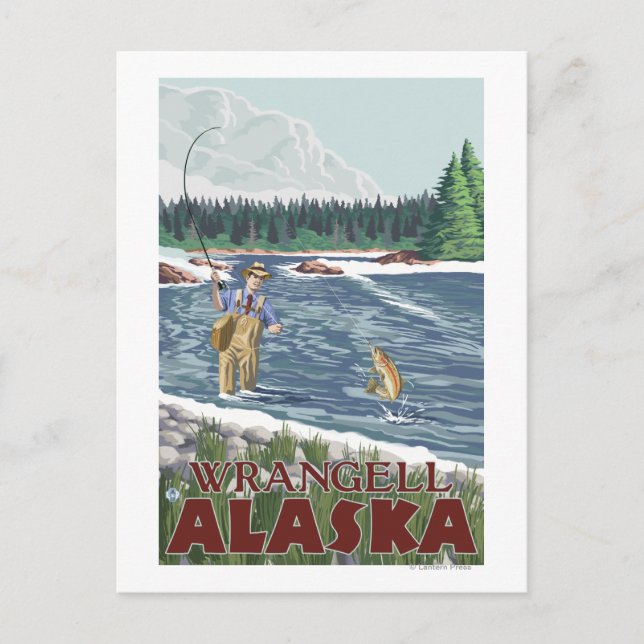 Cartão Postal Fly Fish man - Wrangell, Alaska (Frente)