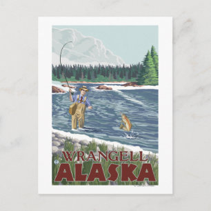 Cartão Postal Fly Fish man - Wrangell, Alaska
