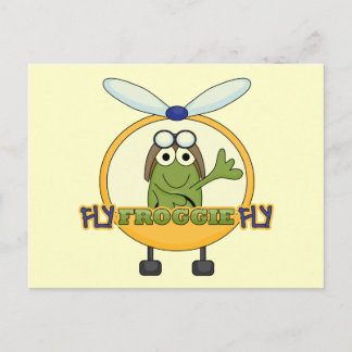 Cartão Postal Fly Froggie Fly Helicopter Camisetas e presentes
