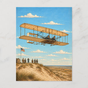 Cartão Postal Flyer dos Irmãos Wright Sobre Kitty Hawk