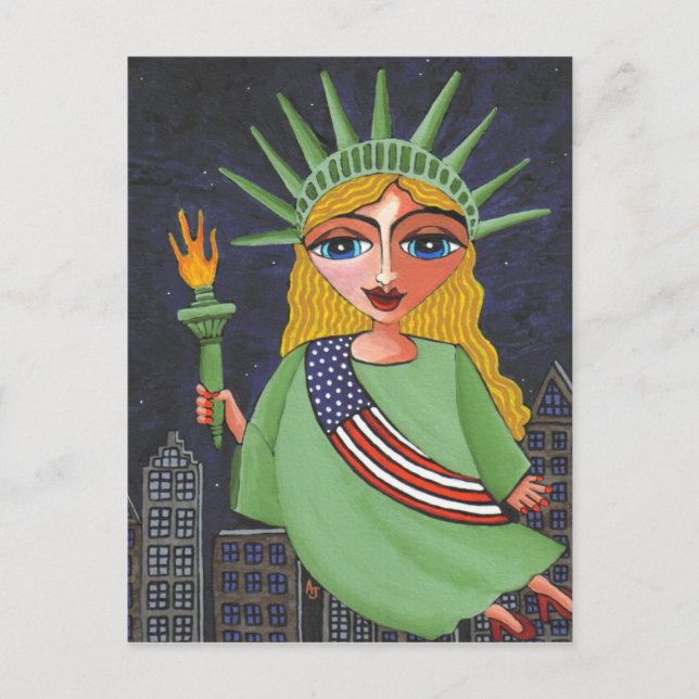 Cartão Postal Flying Lady Liberty - Cartaz (Frente)
