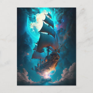 Cartão Postal Flying Ship Fantasy Art