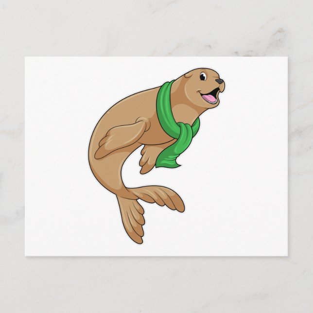 Cartão Postal Foca com cachecol (Frente)