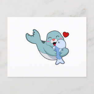 Cartão Postal Foca com Peixe