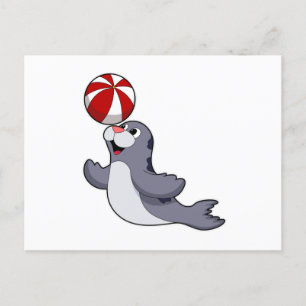 Cartão Postal Foca com pólo aquático