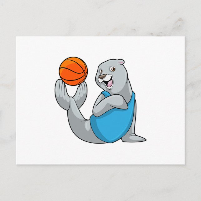 Cartão Postal Foca no Esporte Basquete (Frente)