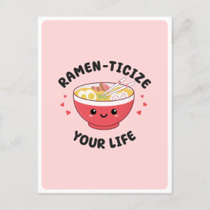 Cartão Postal Fofa Kawaii Ramen Comida Asiática Piada Amor Român