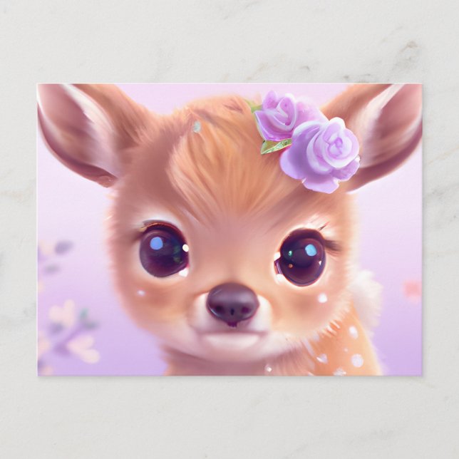 Cartão Postal Foffy Happy Baby Deer com a Noz de Marfim (Frente)
