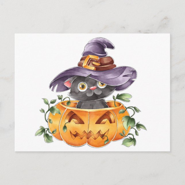 Cartão postal fofo de Halloween (Frente)