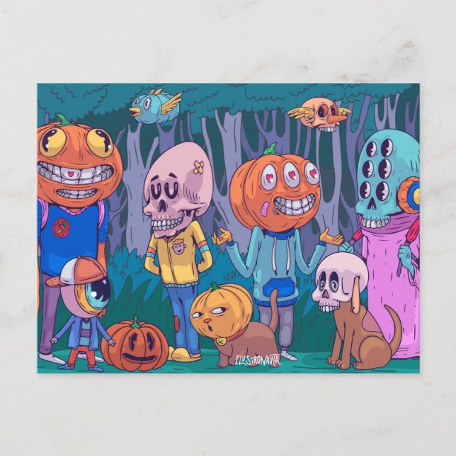 Cartão postal fofo de Halloween (Frente)
