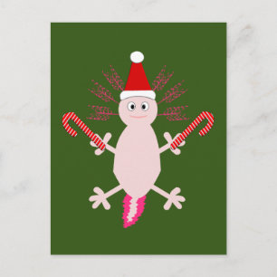 Cartão Postal Fofo de Natal Axolotl