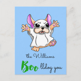 Cartão Postal Fofo-fantasma bonito abraça o Halloween