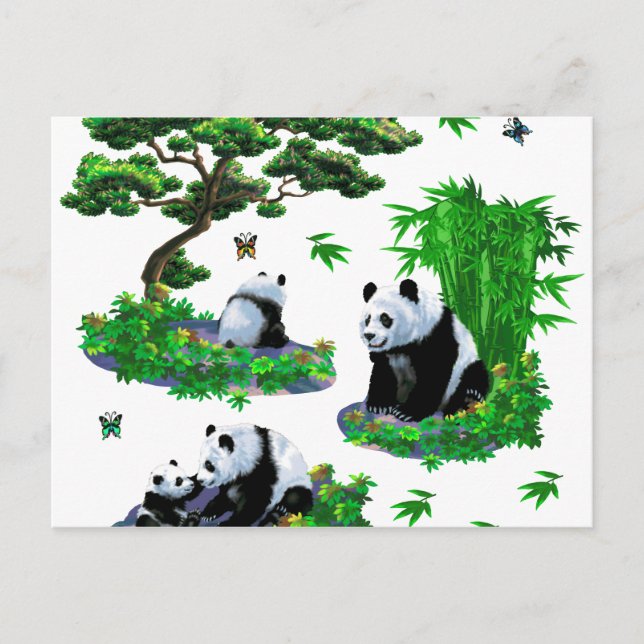 Cartão Postal fofo Panda Cartoon (Frente)