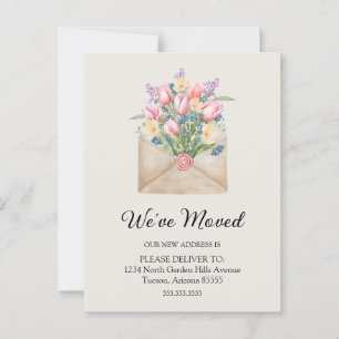 Cartão Postal Fofo Que Mudamos De Novo Endereço Floral