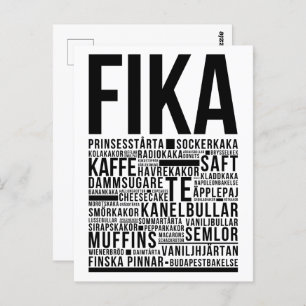 Cartão Postal Fofos de café suecos da Fika Poster de tipografia