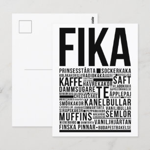Cartão Postal Fofos de café suecos Fika Poster de tipografia