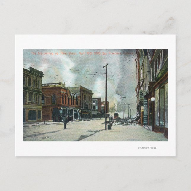 Cartão Postal Fogo Chegando Na Terceira Rua, Terremoto De 1906 (Frente)