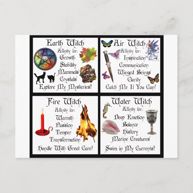 Cartão Postal Fogo de água do ar da Terra (Frente)