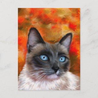 Cartão Postal Fogo de Cat e pintura de gelo siameses