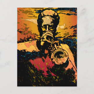 Cartão Postal Fogo de Trombeta,Um trompetista abstrato,trombeta,