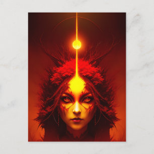 Cartão Postal Fogo Deusa Fantasia Art