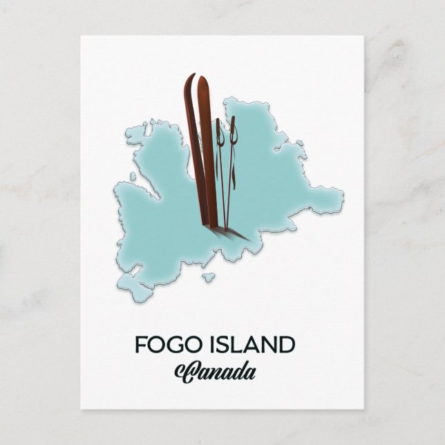 Cartão Postal Fogo Island Canada map poster (Frente)