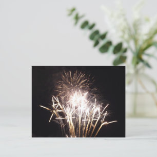 Cartão Postal Fogos de Artifício Brancos e Dourados I Celebração
