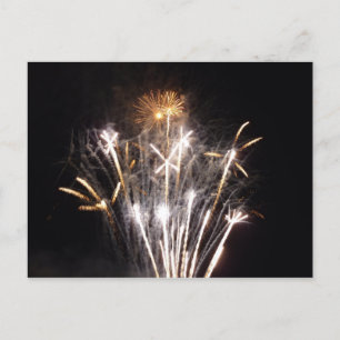 Cartão Postal Fogos de artifício brancos e Dourados II