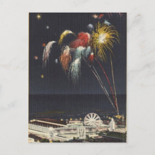 Cartão Postal Fogos de artifício da Coney Island