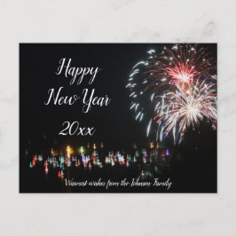 Cartão Postal Fogos de artifício do feliz ano novo, Saudações Fa