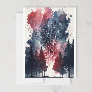 Cartão Postal Fogos de artifício no Cartão-postal da Floresta