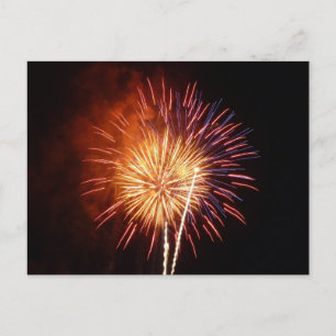 Cartão Postal Fogos de artifício vermelho, branco e azul I Patr